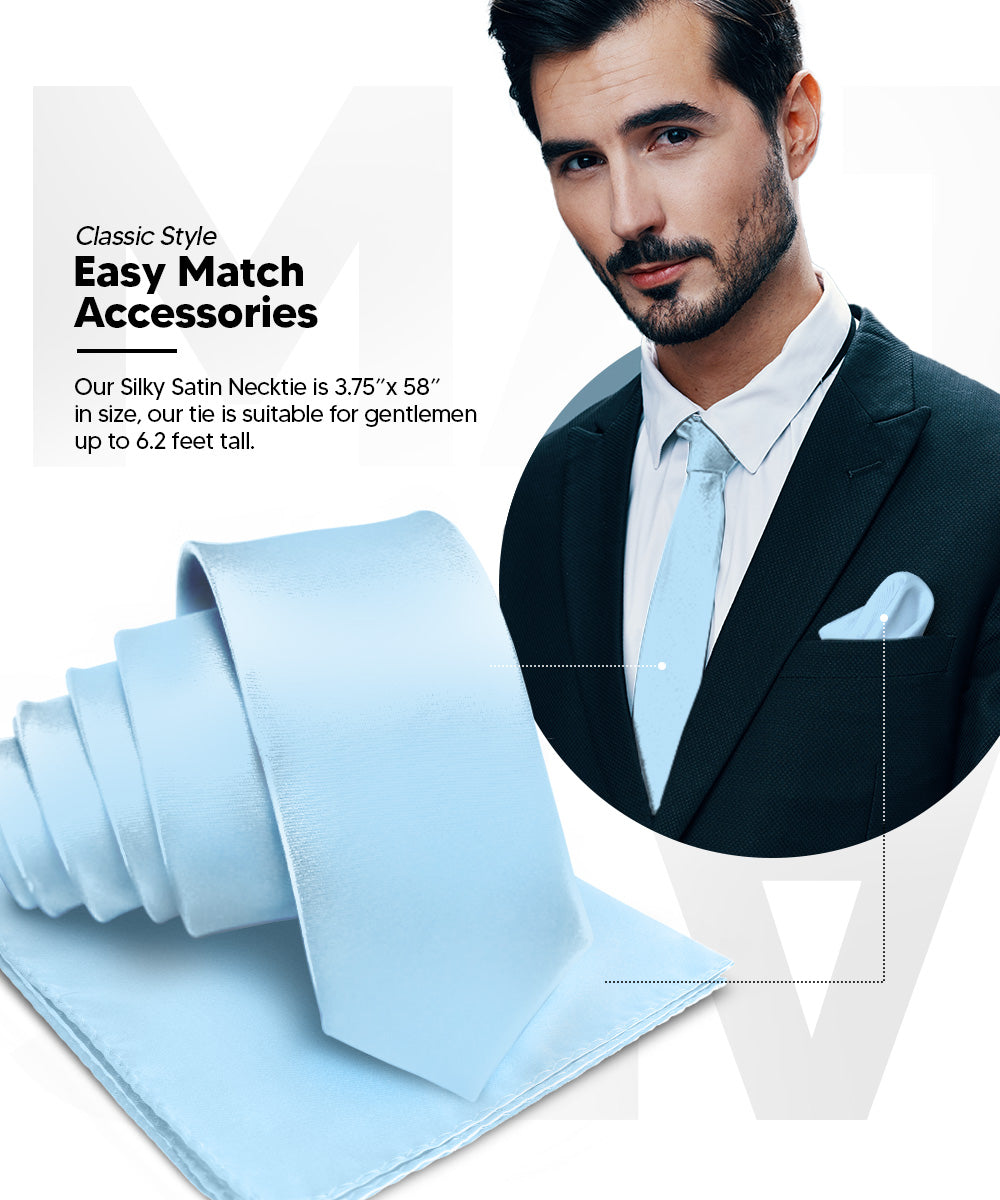 विटोरियो फ़रीना सॉलिड साटन नेकटाई और पॉकेट स्क्वायर