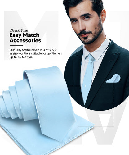 विटोरियो फ़रीना सॉलिड साटन नेकटाई और पॉकेट स्क्वायर