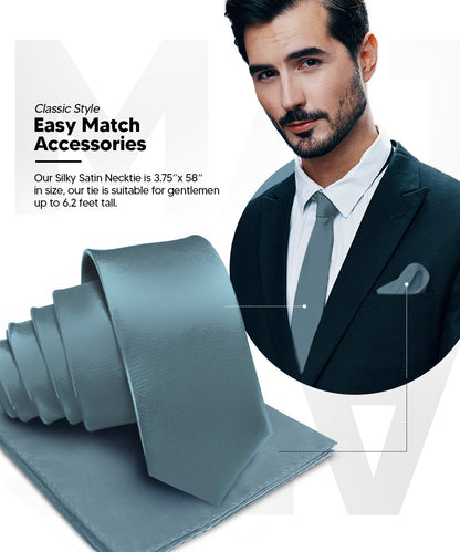 विटोरियो फ़रीना सॉलिड साटन नेकटाई और पॉकेट स्क्वायर