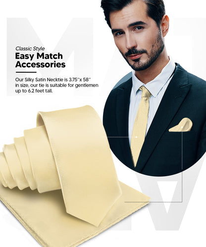 विटोरियो फ़रीना सॉलिड साटन नेकटाई और पॉकेट स्क्वायर