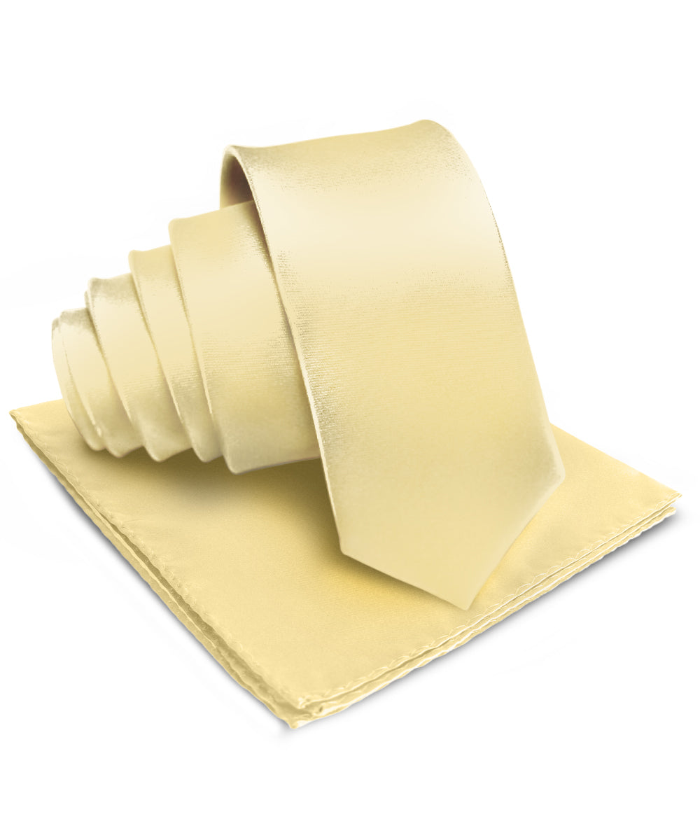 विटोरियो फ़रीना सॉलिड साटन नेकटाई और पॉकेट स्क्वायर