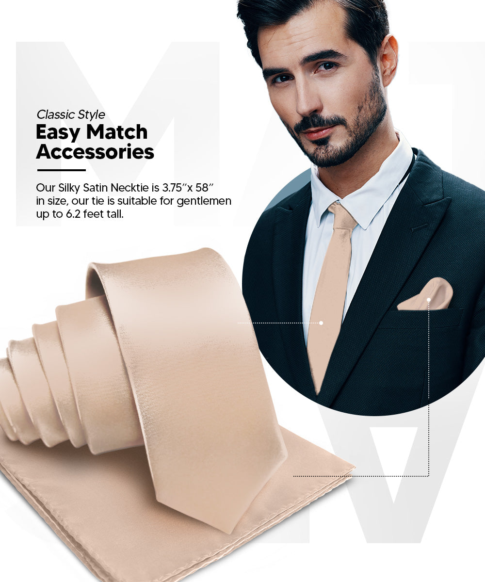 विटोरियो फ़रीना सॉलिड साटन नेकटाई और पॉकेट स्क्वायर