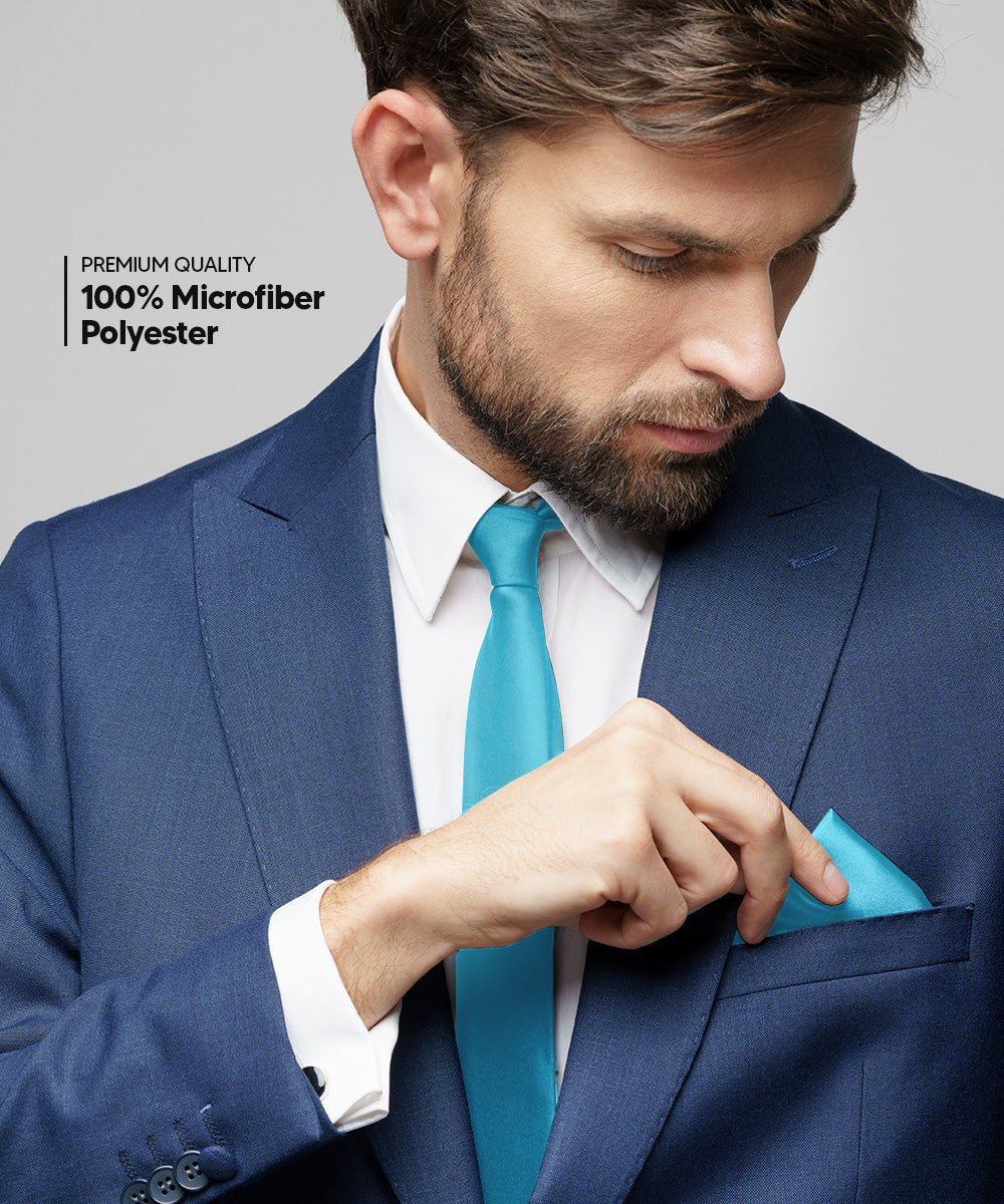 विटोरियो फ़रीना सॉलिड साटन नेकटाई और पॉकेट स्क्वायर