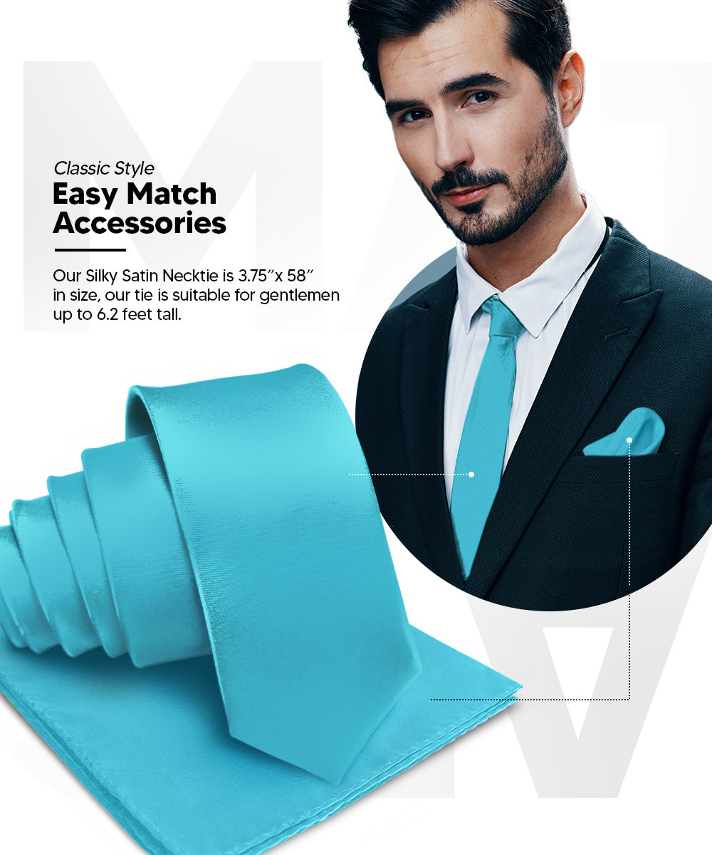 विटोरियो फ़रीना सॉलिड साटन नेकटाई और पॉकेट स्क्वायर