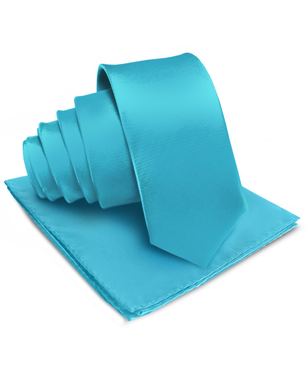 विटोरियो फ़रीना सॉलिड साटन नेकटाई और पॉकेट स्क्वायर