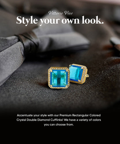 BLING Colorstone Cufflinks with Square Crystal in a Box by Vittorio Vico (CL70XX)