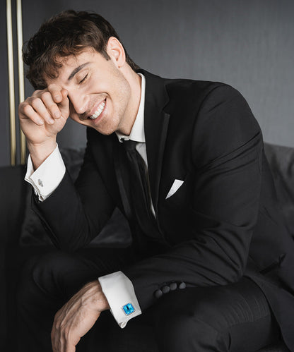 BLING Colorstone Cufflinks with Square Crystal in a Box by Vittorio Vico (CL70XX)