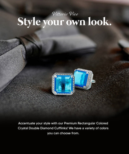 BLING Colorstone Cufflinks with Square Crystal in a Box by Vittorio Vico (CL70XX)