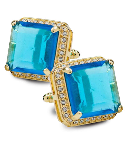 BLING Colorstone Cufflinks with Square Crystal in a Box by Vittorio Vico (CL70XX)