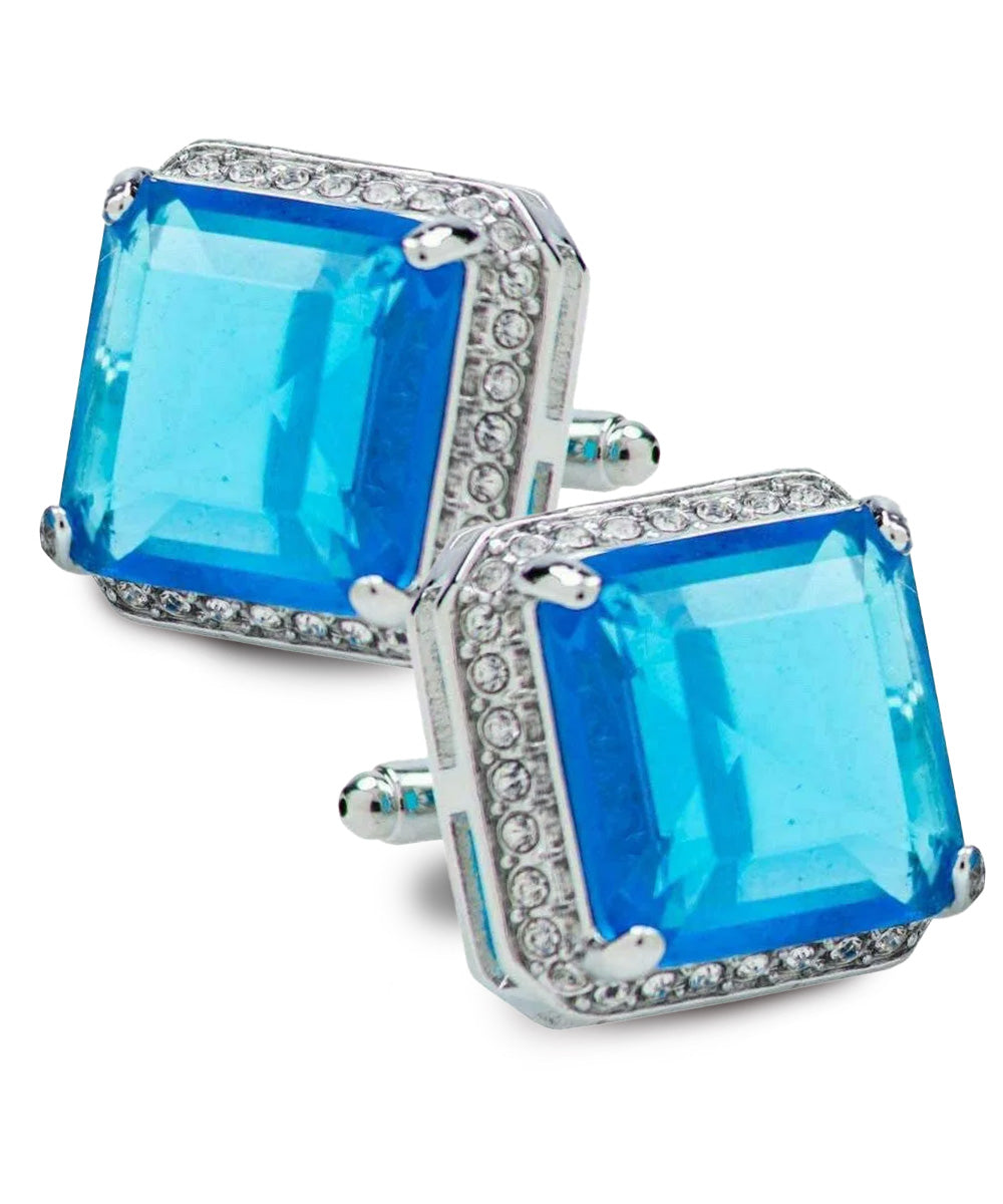 BLING Colorstone Cufflinks with Square Crystal in a Box by Vittorio Vico (CL70XX)