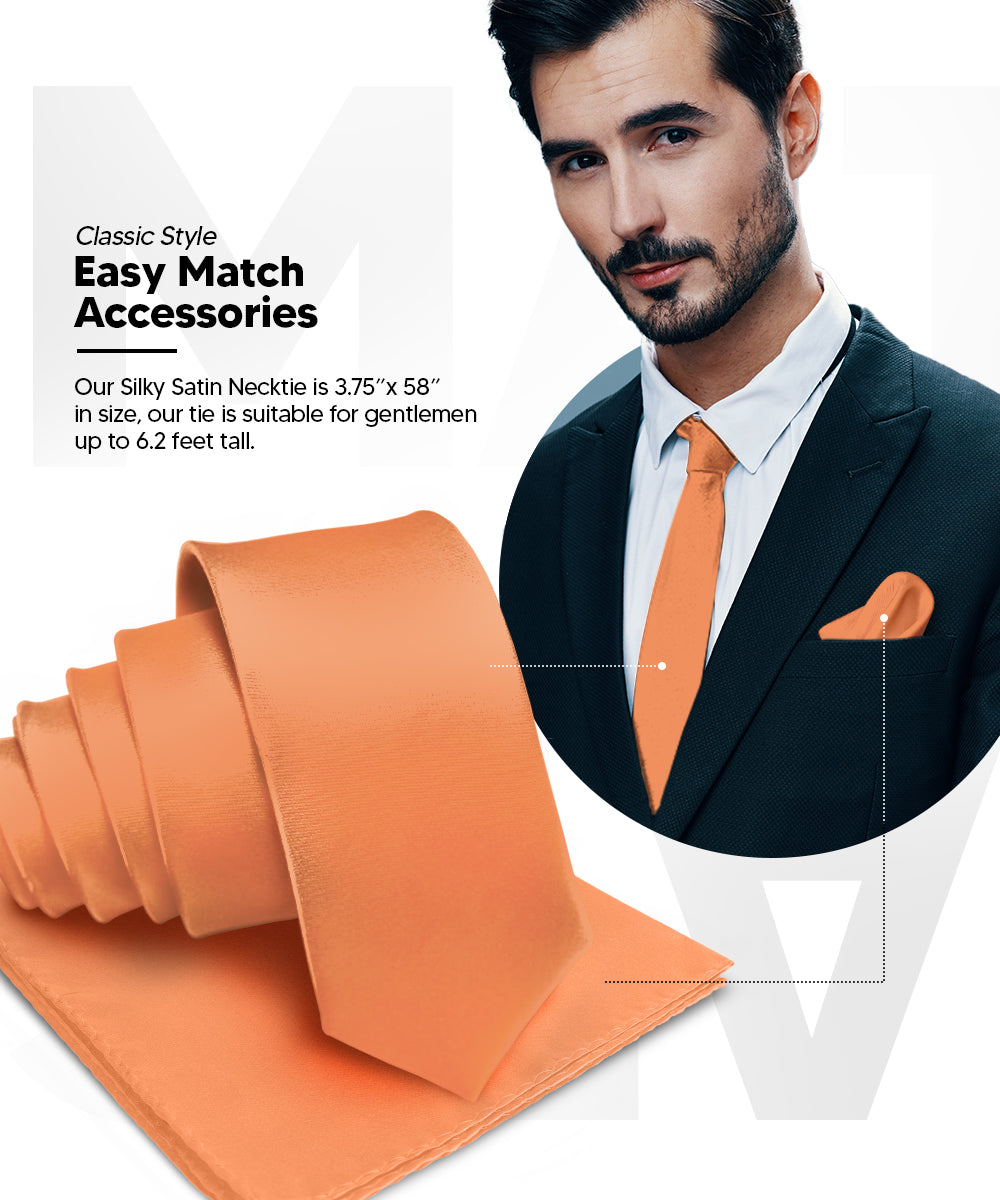 विटोरियो फ़रीना सॉलिड साटन नेकटाई और पॉकेट स्क्वायर