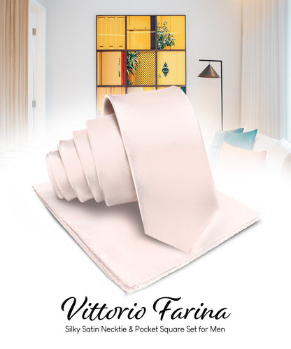 विटोरियो फ़रीना सॉलिड साटन नेकटाई और पॉकेट स्क्वायर