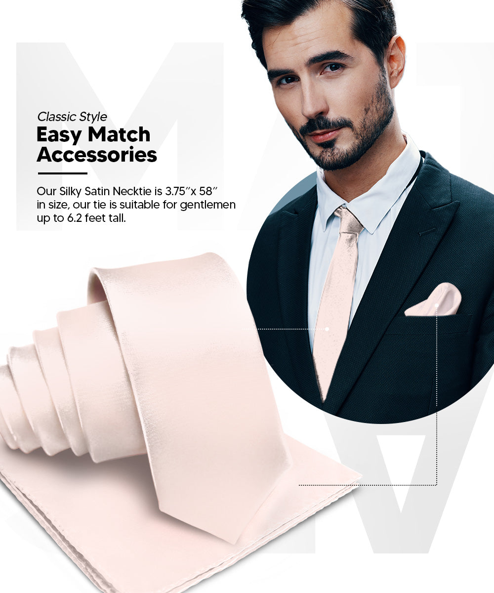 विटोरियो फ़रीना सॉलिड साटन नेकटाई और पॉकेट स्क्वायर