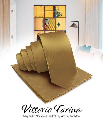 विटोरियो फ़रीना सॉलिड साटन नेकटाई और पॉकेट स्क्वायर
