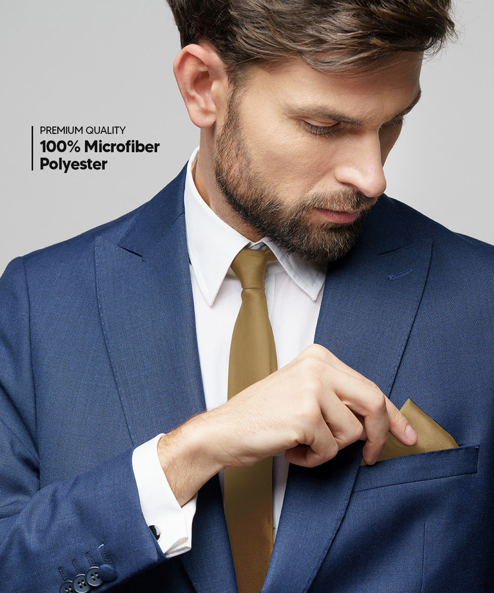 विटोरियो फ़रीना सॉलिड साटन नेकटाई और पॉकेट स्क्वायर