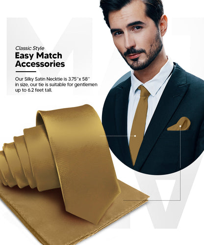 विटोरियो फ़रीना सॉलिड साटन नेकटाई और पॉकेट स्क्वायर