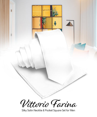 विटोरियो फ़रीना सॉलिड साटन नेकटाई और पॉकेट स्क्वायर