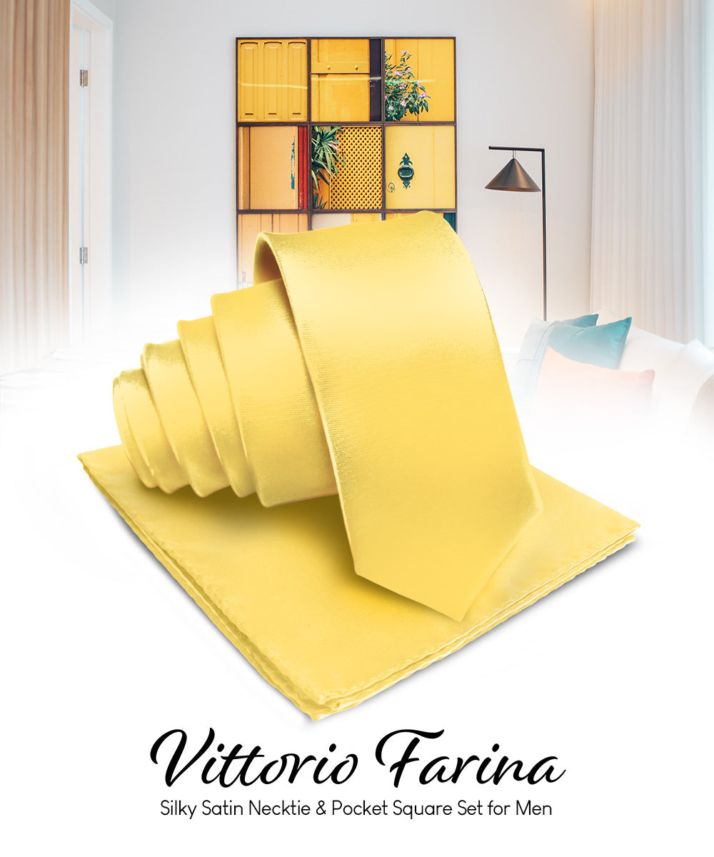 विटोरियो फ़रीना सॉलिड साटन नेकटाई और पॉकेट स्क्वायर
