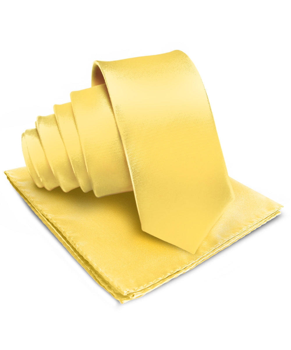 विटोरियो फ़रीना सॉलिड साटन नेकटाई और पॉकेट स्क्वायर