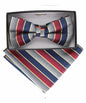 Vittorio Farina Men's Geometric Design Satin Bow Tie & Pocket Square in Gift Box - BH - D - 21176 - Classy Cufflinks