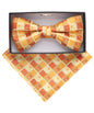 Vittorio Farina Men's Geometric Design Satin Bow Tie & Pocket Square in Gift Box - BH - D - 21184 - Classy Cufflinks