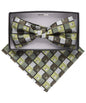 Vittorio Farina Men's Geometric Design Satin Bow Tie & Pocket Square in Gift Box - BH - D - 21185 - Classy Cufflinks