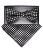 Vittorio Farina Men's Geometric Design Satin Bow Tie & Pocket Square in Gift Box - BH - D - 23069 - Classy Cufflinks