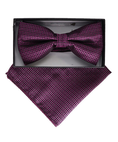 Vittorio Farina Geometric Designer Bow Tie & Pocket Square - BH - D - 23073 - Classy Cufflinks