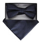 Vittorio Farina Men's Geometric Design Satin Bow Tie & Pocket Square in Gift Box - BH - D - 23074 - Classy Cufflinks