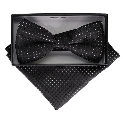Vittorio Farina Men's Geometric Design Satin Bow Tie & Pocket Square in Gift Box - BH - D - 23075 - Classy Cufflinks