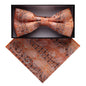 Vittorio Farina Men's Paisley Design Satin Bow Tie & Pocket Square in Gift Box - BH - D_23079 - Classy Cufflinks