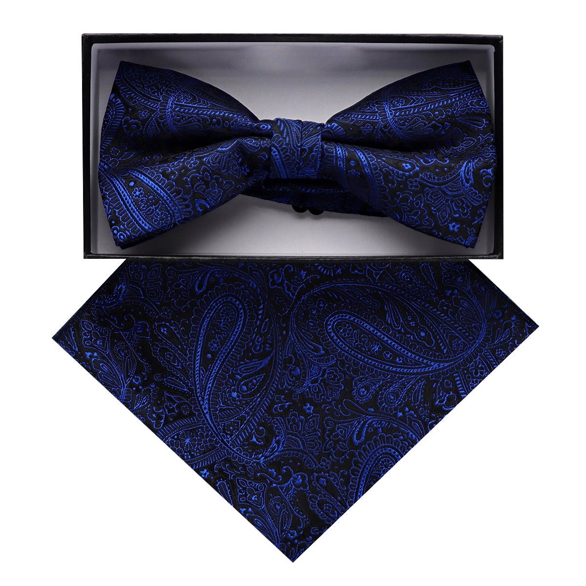Vittorio Farina Men's Paisley Design Satin Bow Tie & Pocket Square in Gift Box - BH - D_23096 - Classy Cufflinks