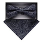 Vittorio Farina Men's Paisley Design Satin Bow Tie & Pocket Square in Gift Box - BH - D_23097 - Classy Cufflinks
