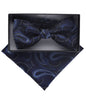 Vittorio Farina Men's Paisley Design Satin Bow Tie & Pocket Square in Gift Box - BH-D_23098A - Classy Cufflinks