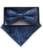 Vittorio Farina Men's Paisley Design Satin Bow Tie & Pocket Square in Gift Box - BH-D_23100 - Classy Cufflinks