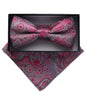 Vittorio Farina Men's Paisley Design Satin Bow Tie & Pocket Square in Gift Box - BH-D_23103 - Classy Cufflinks