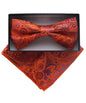 Vittorio Farina Men's Paisley Design Satin Bow Tie & Pocket Square in Gift Box - BH-D_23105 - Classy Cufflinks