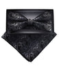 Vittorio Farina Men's Paisley Design Satin Bow Tie & Pocket Square in Gift Box - BH-D_23109 - Classy Cufflinks