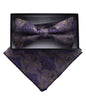 Vittorio Farina Men's Paisley Design Satin Bow Tie & Pocket Square in Gift Box - BH-D_23110 - Classy Cufflinks