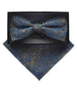 Vittorio Farina Men's Paisley Design Satin Bow Tie & Pocket Square in Gift Box - BH-D_23116 - Classy Cufflinks