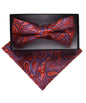 Vittorio Farina Men's Paisley Design Satin Bow Tie & Pocket Square in Gift Box - BH-D_23117 - Classy Cufflinks