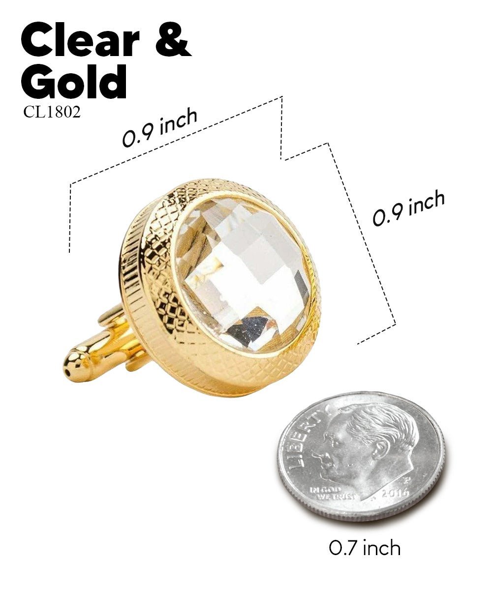 Bling Colorstone Button Cufflinks in a Box by Vittorio Vico (CL18XX) (cl - 1802) for Independent Retail Stores by Dubal Brothers