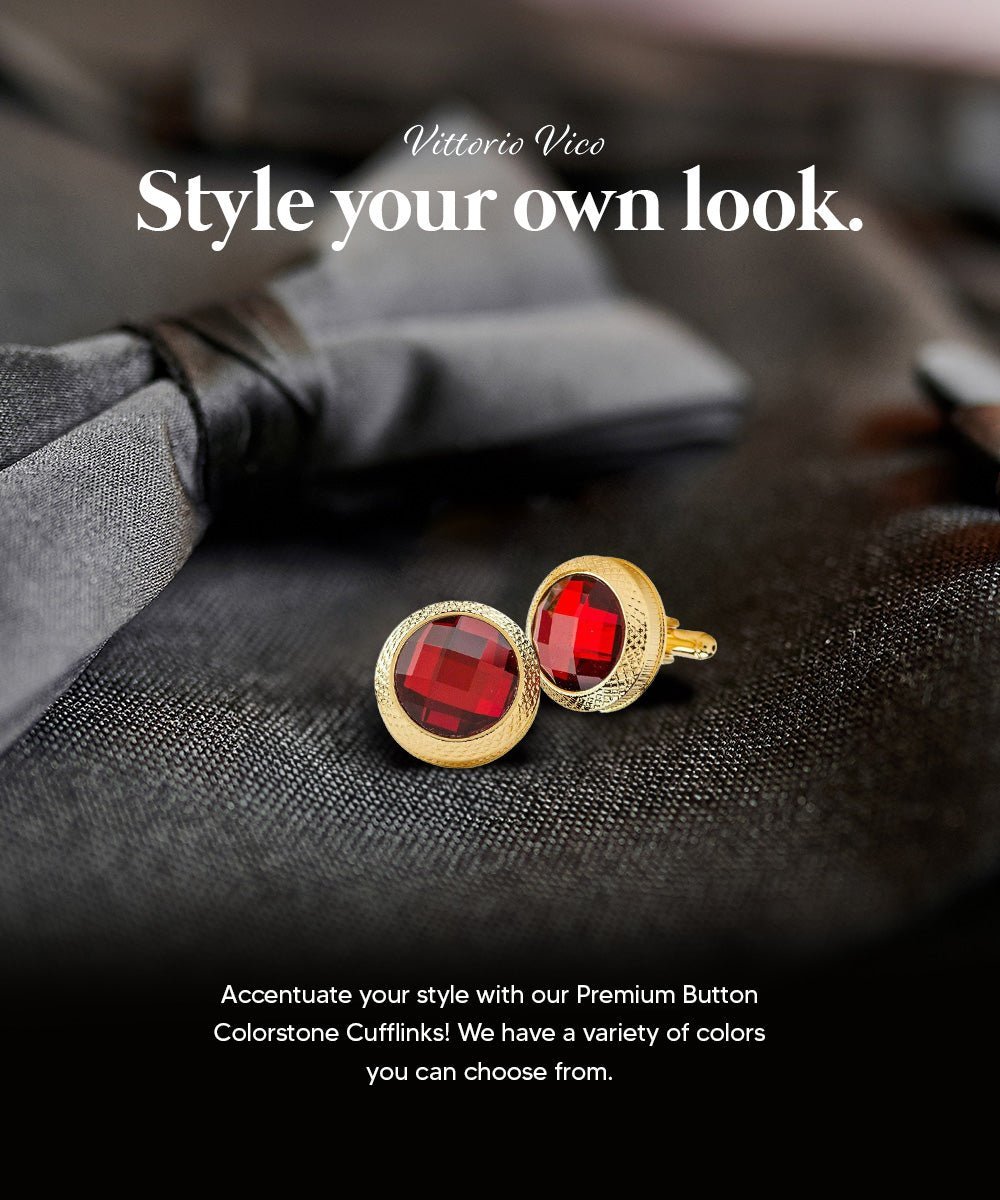 Bling Colorstone Button Cufflinks in a Box by Vittorio Vico (CL18XX) (cl - 1804) for Independent Retail Stores by Dubal Brothers