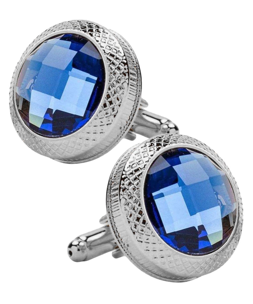 Bling Colorstone Button Cufflinks in a Box by Vittorio Vico (CL18XX) (cl - 1807) for Independent Retail Stores by Dubal Brothers