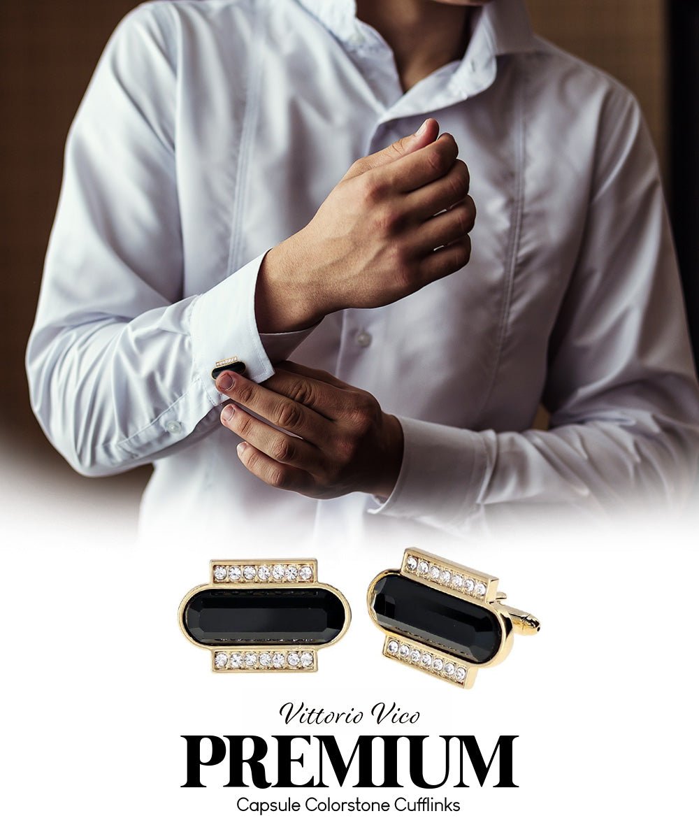 Bling Colorstone Cufflinks with Capsule Setting in a Box by Vittorio Vico (CL17XX) (cl - 1700) for Independent Retail Stores by Dubal Brothers