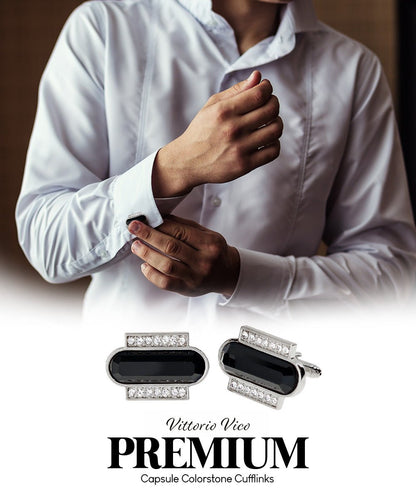 Bling Colorstone Cufflinks with Capsule Setting in a Box by Vittorio Vico (CL17XX) (cl - 1701) for Independent Retail Stores by Dubal Brothers