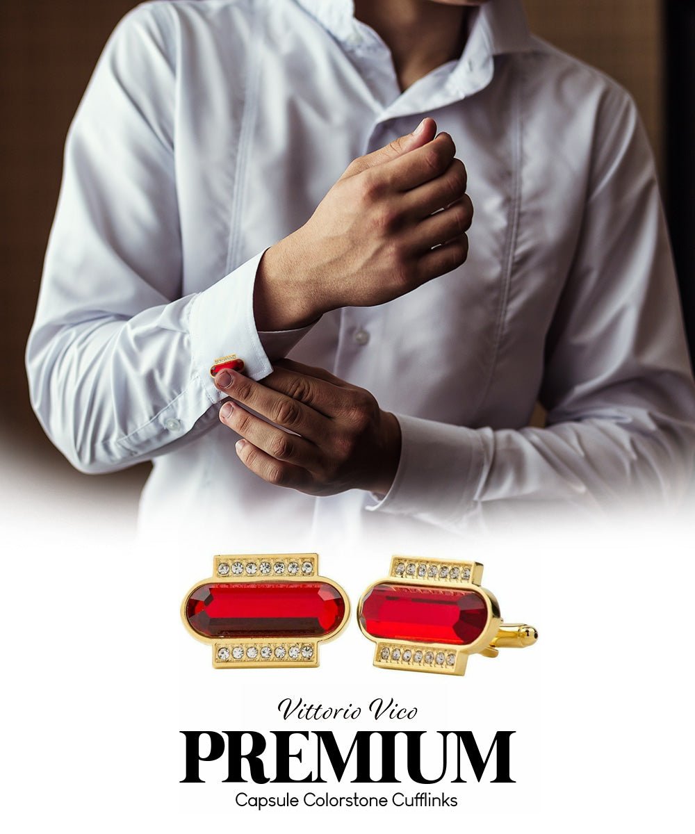 Bling Colorstone Cufflinks with Capsule Setting in a Box by Vittorio Vico (CL17XX) (cl - 1704) for Independent Retail Stores by Dubal Brothers