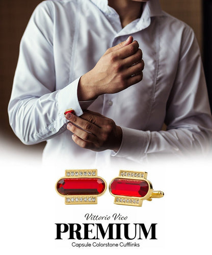 Bling Colorstone Cufflinks with Capsule Setting in a Box by Vittorio Vico (CL17XX) (cl - 1704) for Independent Retail Stores by Dubal Brothers