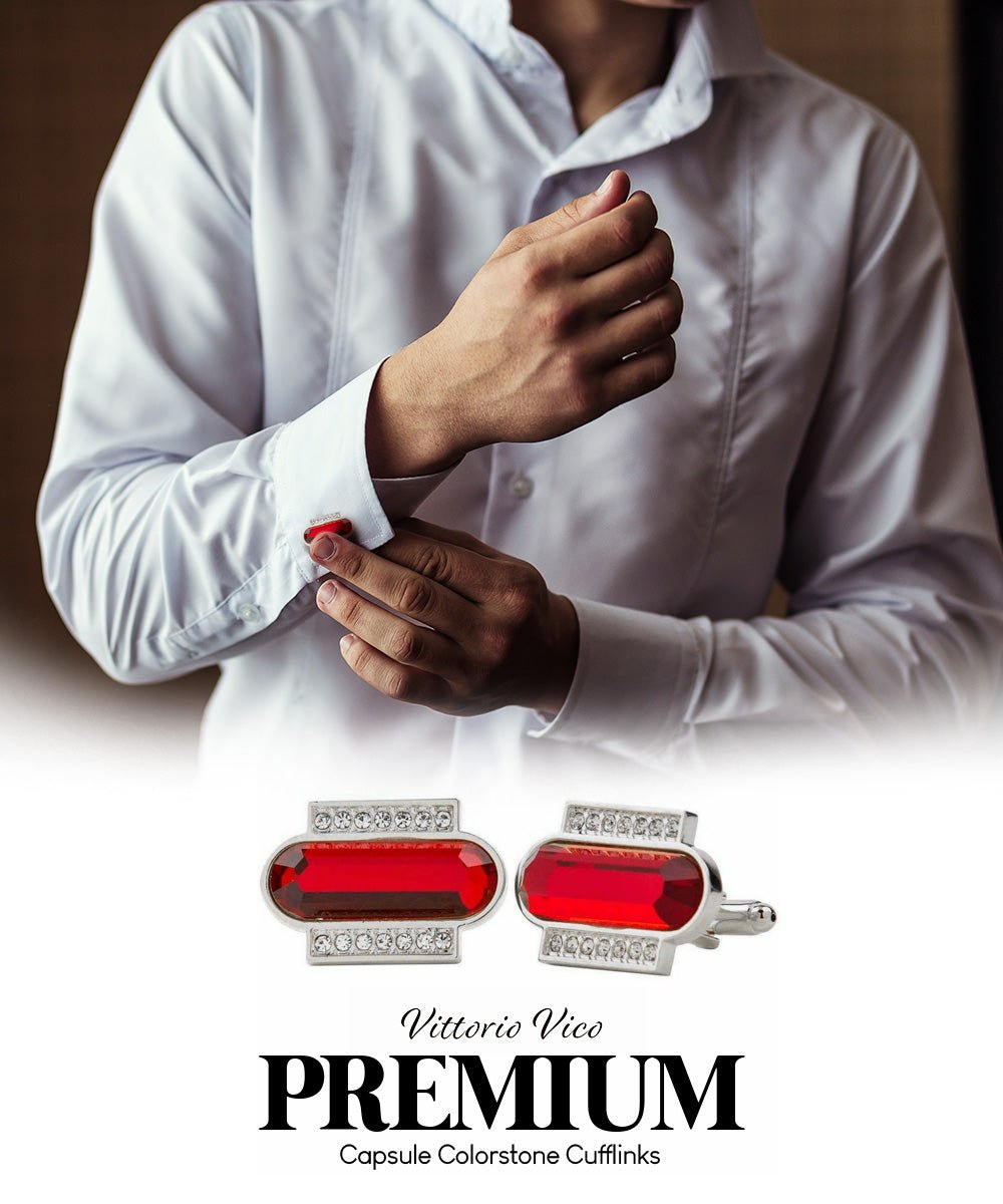 Bling Colorstone Cufflinks with Capsule Setting in a Box by Vittorio Vico (CL17XX) (cl - 1705) for Independent Retail Stores by Dubal Brothers