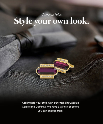 Bling Colorstone Cufflinks with Capsule Setting in a Box by Vittorio Vico (CL17XX) (cl - 1710) for Independent Retail Stores by Dubal Brothers